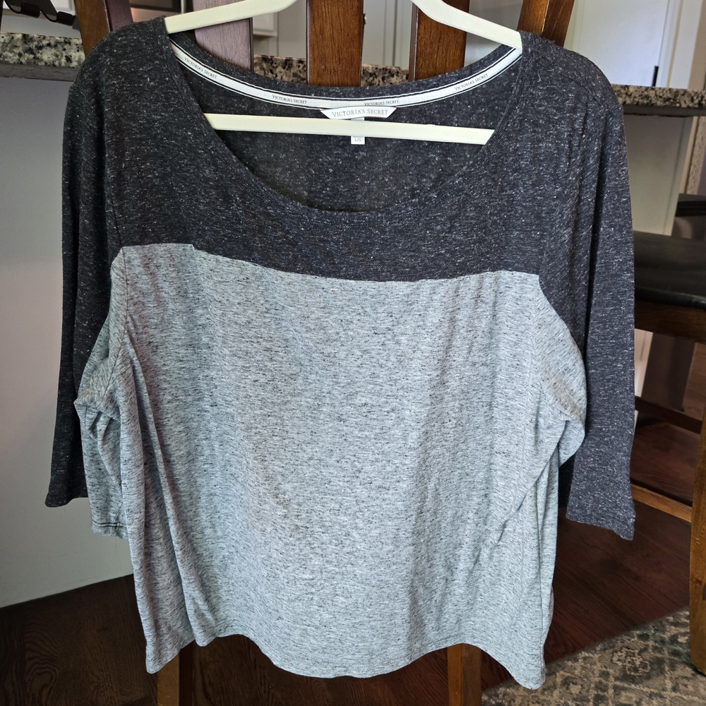 Victoria's Secret Dark Gray and Light Gray Long Sleeve Top